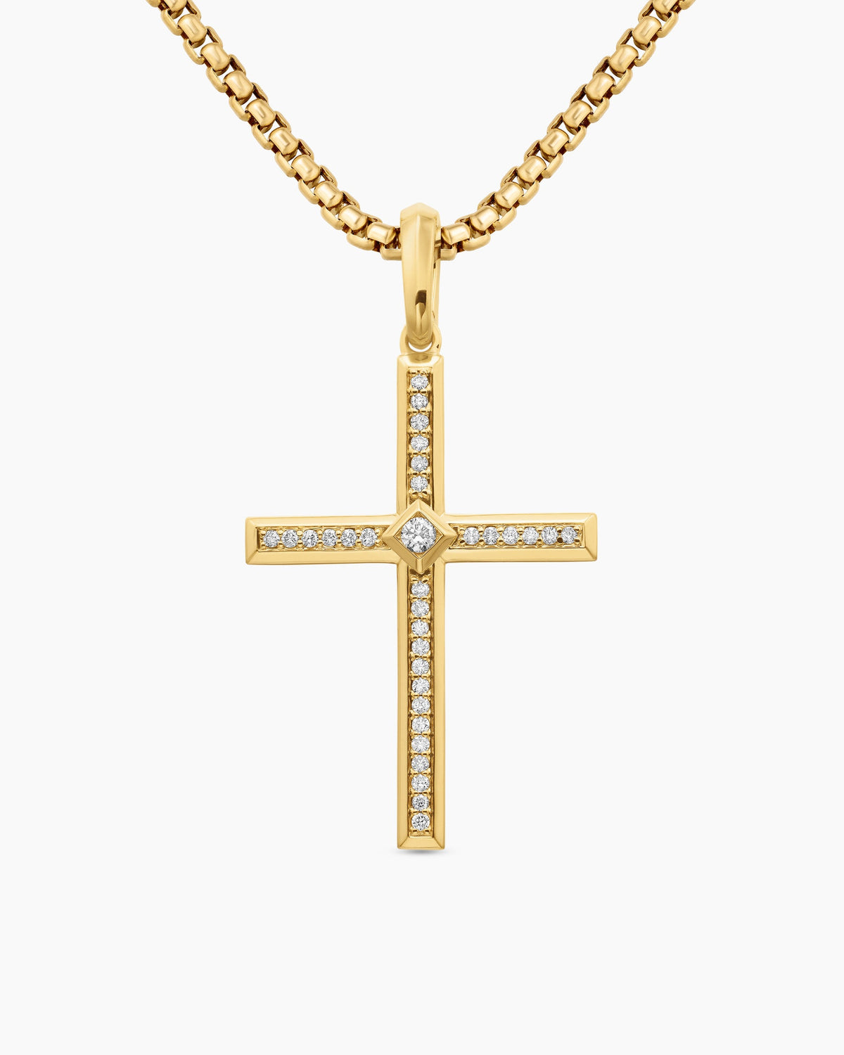 Modern Renaissance® Cross Pendant in 18K Yellow Gold with Diamonds, 34mm