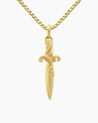 Waves Dagger Amulet in 18K Yellow Gold with Cognac Diamonds, 44mm