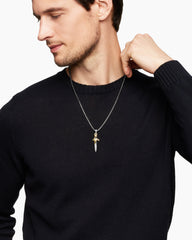 Waves Dagger Amulet in Sterling Silver with 18K Yellow Gold, 44mm