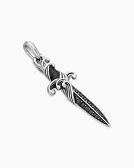Waves Dagger Amulet in Sterling Silver with Black Diamonds, 44mm