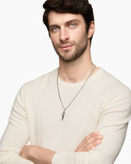 Waves Dagger Amulet in Sterling Silver with Black Diamonds, 44mm