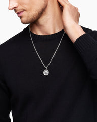 Maritime® Compass Amulet in Sterling Silver with Center Black Diamond, 20mm