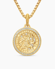 St. Christopher Amulet in 18K Yellow Gold with Diamonds, 28.5mm