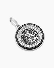 St. Christopher Amulet in Sterling Silver with Black Diamonds, 28.5mm