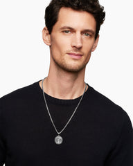 St. Christopher Amulet in Sterling Silver with Black Diamonds, 28.5mm