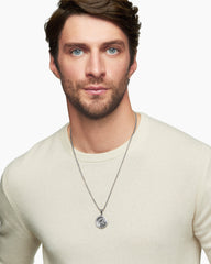 St. Christopher Amulet in Sterling Silver with Diamonds, 28.5mm