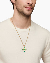 Shipwreck Cross Amulet in 18K Yellow Gold with Emeralds, 33mm