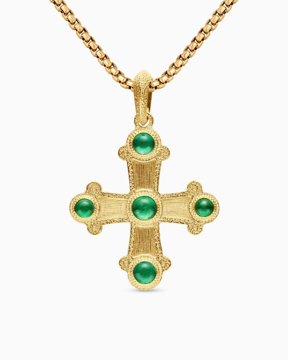 Shipwreck Cross Amulet in 18K Yellow Gold with Emeralds, 33mm