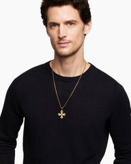 Shipwreck Cross Amulet in 18K Yellow Gold with Rubies, 33mm