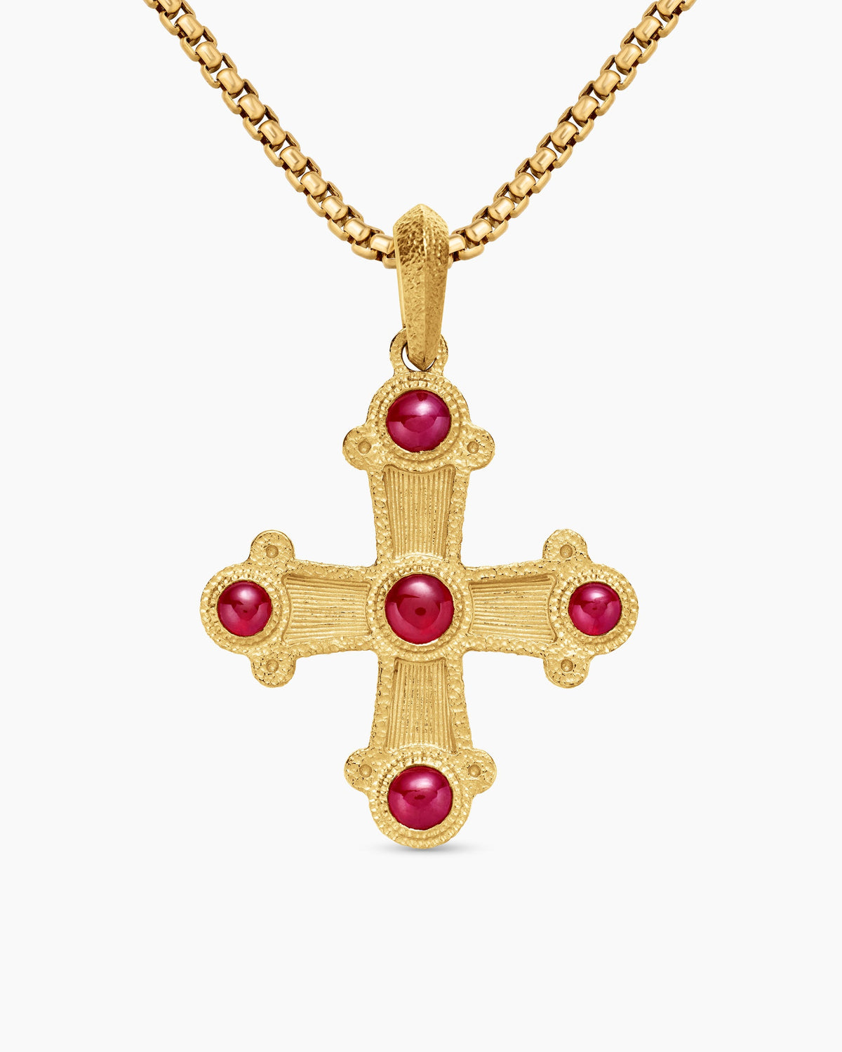 Shipwreck Cross Amulet in 18K Yellow Gold with Rubies, 33mm