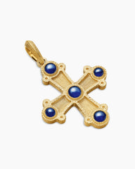 Shipwreck Cross Amulet in 18K Yellow Gold with Sapphires, 33mm