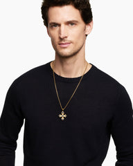 Shipwreck Cross Amulet in 18K Yellow Gold with Sapphires, 33mm