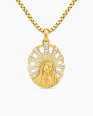 Madonna Amulet in 18K Yellow Gold with Diamonds, 29mm
