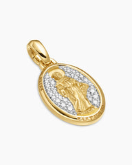 St. Francis Amulet in 18K Yellow Gold with Diamonds, 18.8mm
