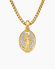 St. Francis Amulet in 18K Yellow Gold with Diamonds, 18.8mm