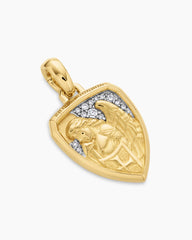 St. Michael Amulet in 18K Yellow Gold with Diamonds, 19mm