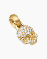 Skull Amulet with Full Pavé Diamonds and 18K Yellow Gold, 14mm