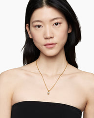 Skull Amulet with Full Pavé Diamonds and 18K Yellow Gold, 14mm