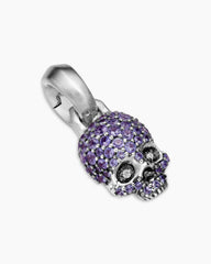 Skull Amulet with Full Pavé Purple Sapphires and 18K White Gold, 14mm