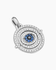 Evil Eye Mobile Amulet in 18K White Gold with Pavé Blue Sapphires and Diamonds, 20.5mm