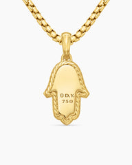 Hamsa Amulet in 18K Yellow Gold with Pavé Diamonds and Blue Sapphire, 24.6mm