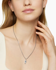 Hamsa Amulet in 18K White Gold with Pavé Diamonds and Blue Sapphire, 24.6mm