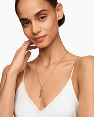 Tusk Amulet with Pavé Blue and Violet Sapphires and 18K Yellow Gold, 29mm