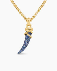 Tusk Amulet with Pavé Blue and Violet Sapphires and 18K Yellow Gold, 29mm
