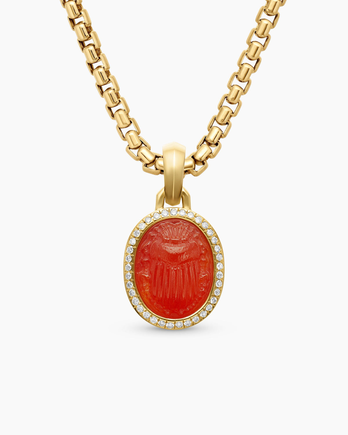 Petrvs® Scarab Amulet in 18K Yellow Gold with Carnelian and Diamonds, 16.3mm
