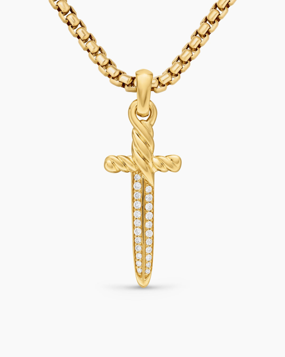 Petrvs® Dagger Amulet in 18K Yellow Gold with Diamonds, 32mm
