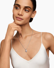 SY Heart Amulet in 18K White Gold with Diamonds and Pink Sapphire, 12.8mm