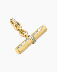 Lexington E/W Barrel Pendant in 18K Yellow Gold with Diamonds, 32mm