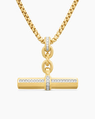 Lexington E/W Barrel Pendant in 18K Yellow Gold with Diamonds, 32mm