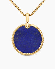 DY Elements® Disc Pendant in 18K Yellow Gold with Lapis, 32mm