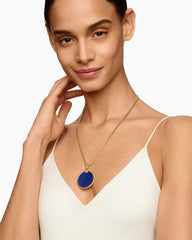 DY Elements® Disc Pendant in 18K Yellow Gold with Lapis, 32mm