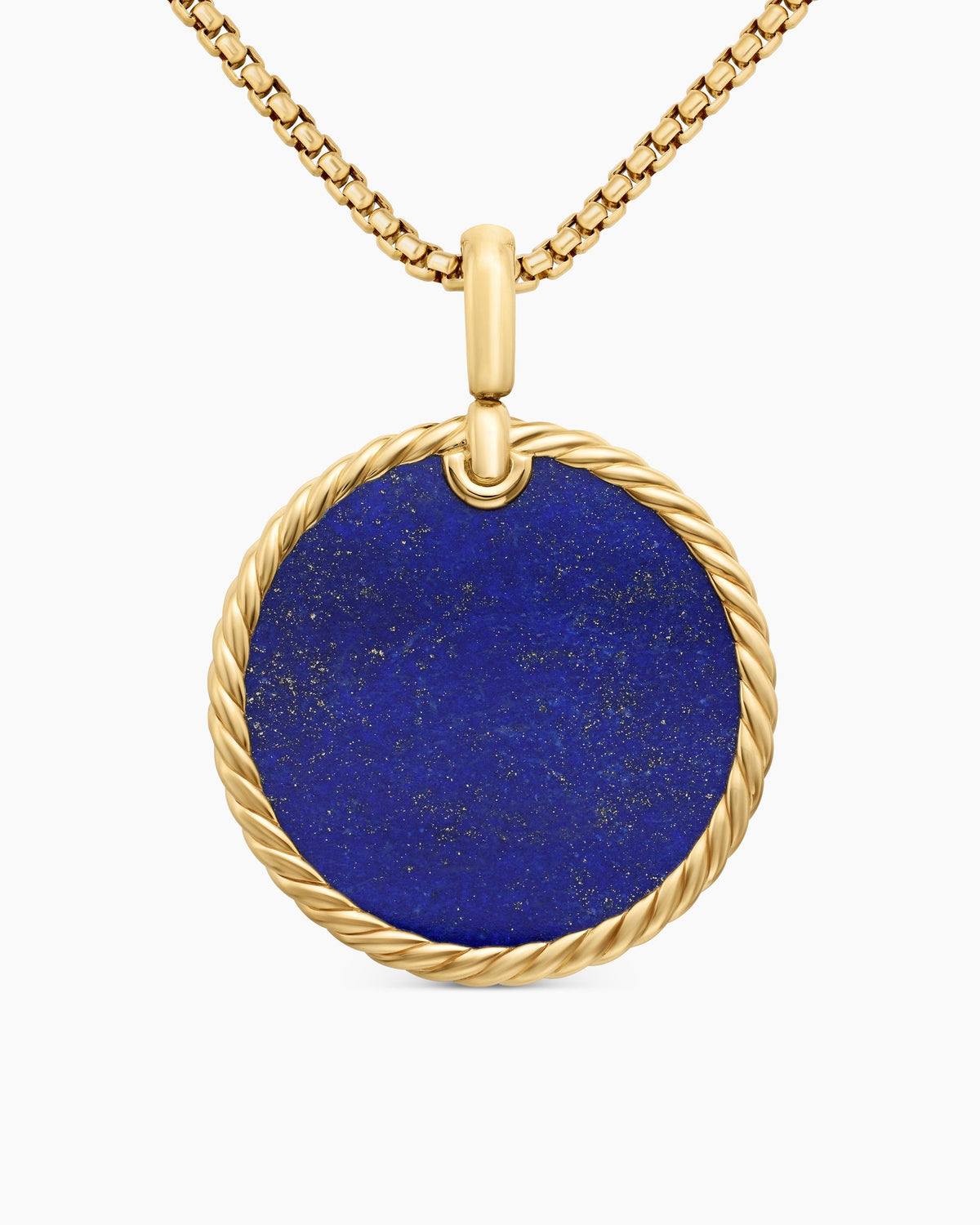 DY Elements® Disc Pendant in 18K Yellow Gold with Lapis, 32mm