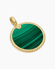 DY Elements® Disc Pendant in 18K Yellow Gold with Malachite, 32mm