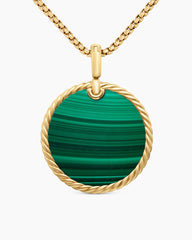 DY Elements® Disc Pendant in 18K Yellow Gold with Malachite, 32mm