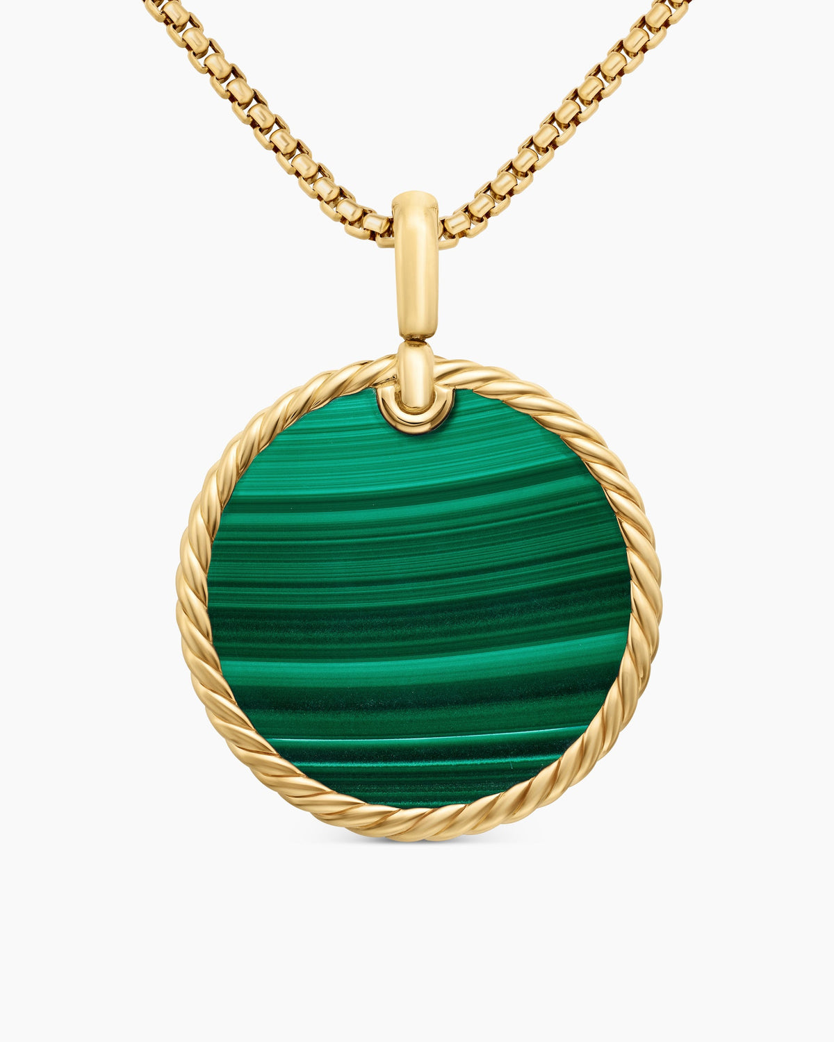 DY Elements® Disc Pendant in 18K Yellow Gold with Malachite, 32mm