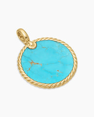 DY Elements® Disc Pendant in 18K Yellow Gold with Turquoise, 32mm