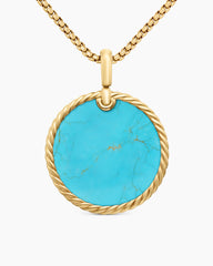 DY Elements® Disc Pendant in 18K Yellow Gold with Turquoise, 32mm