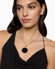 DY Elements® Disc Pendant in 18K Yellow Gold with Black Onyx Reversible to Mother of Pearl, 32mm