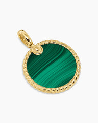 DY Elements® Disc Pendant in 18K Yellow Gold with Malachite, 24mm