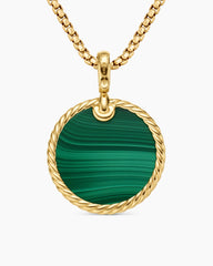 DY Elements® Disc Pendant in 18K Yellow Gold with Malachite, 24mm