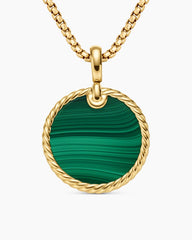DY Elements® Disc Pendant in 18K Yellow Gold with Malachite, 24mm