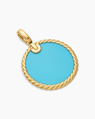 DY Elements® Disc Pendant in 18K Yellow Gold with Turquoise, 24mm