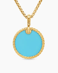 DY Elements® Disc Pendant in 18K Yellow Gold with Turquoise, 24mm