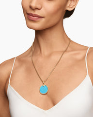 DY Elements® Disc Pendant in 18K Yellow Gold with Turquoise, 24mm
