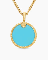 DY Elements® Disc Pendant in 18K Yellow Gold with Turquoise, 24mm