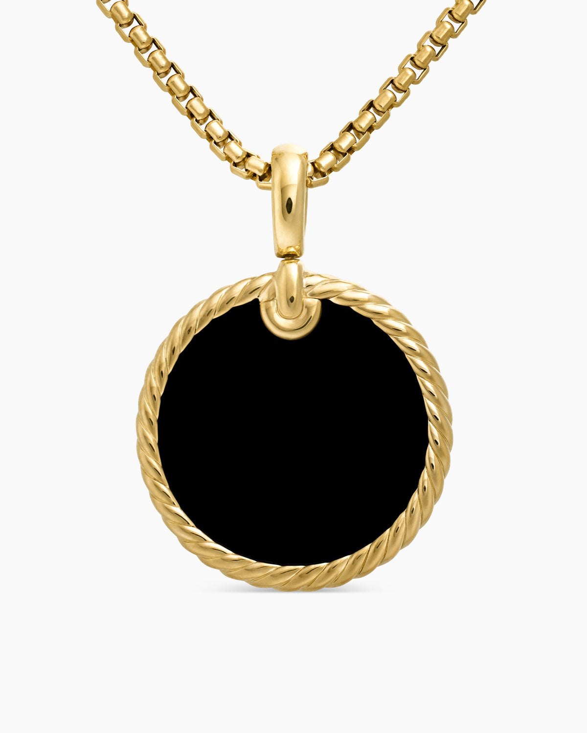 DY Elements® Disc Pendant in 18K Yellow Gold with Black Onyx Reversible to Mother of Pearl, 24mm